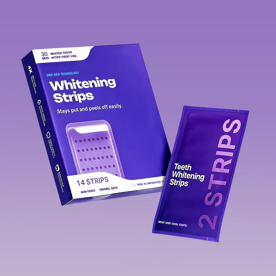 🔥Final 3 Hours: 50% OFF ！！！！Purple Teeth WhiteningStrips - Peroxide-Free,Enamel Safe, Non-Sensitive (21 Sessions)